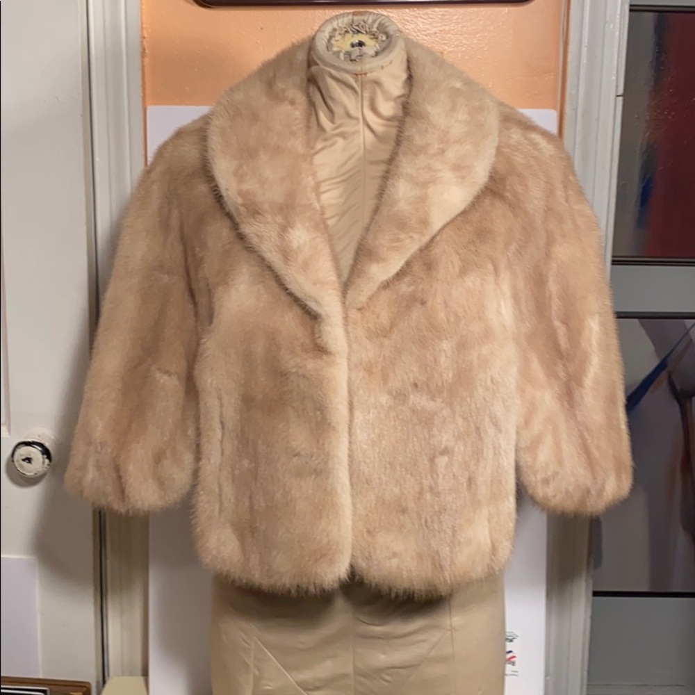 Genuine Blonde Mink Stole W/ Pockets & Side Vents